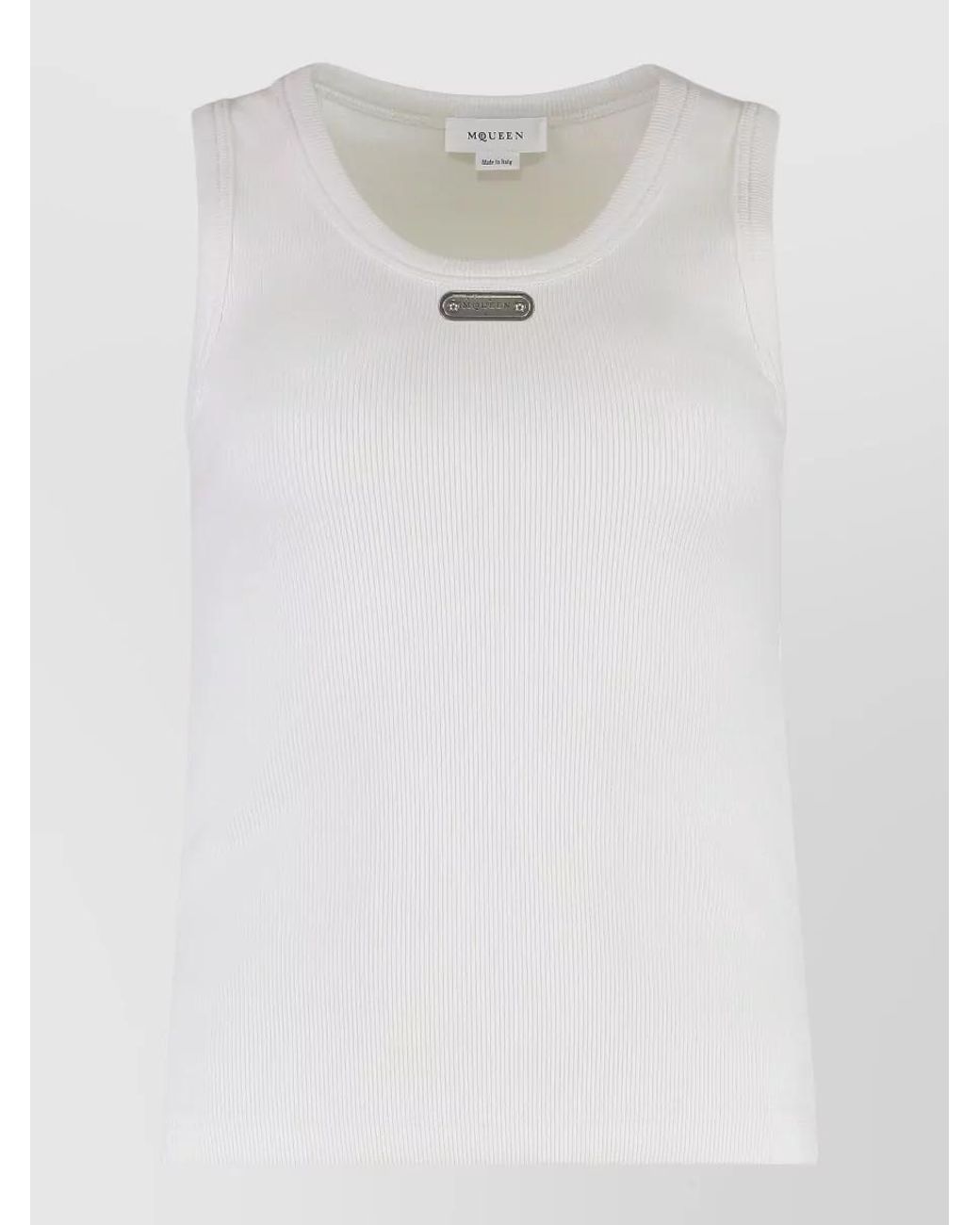 McQueen White Ribbed Tank Top