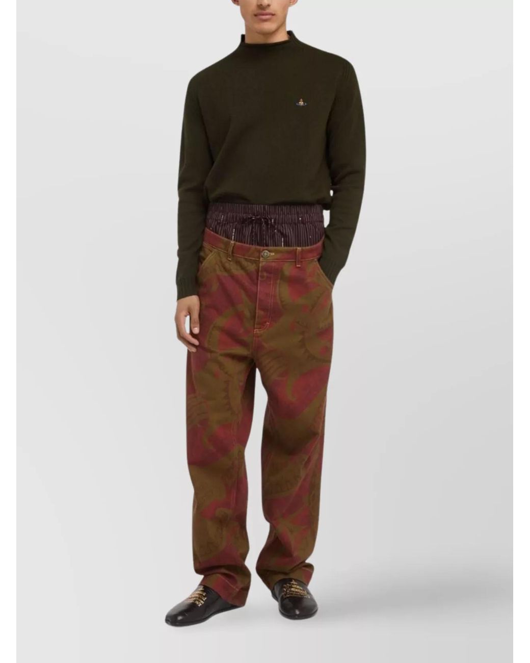 Vivienne Westwood Green Virgin Wool High Neck Long-Sleeve Jumper for men