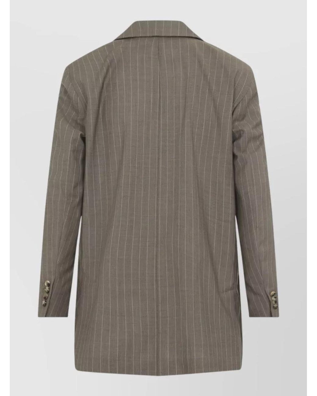 Max Mara Gray Virgin Wool Pinstripe Double-Breasted Blazer