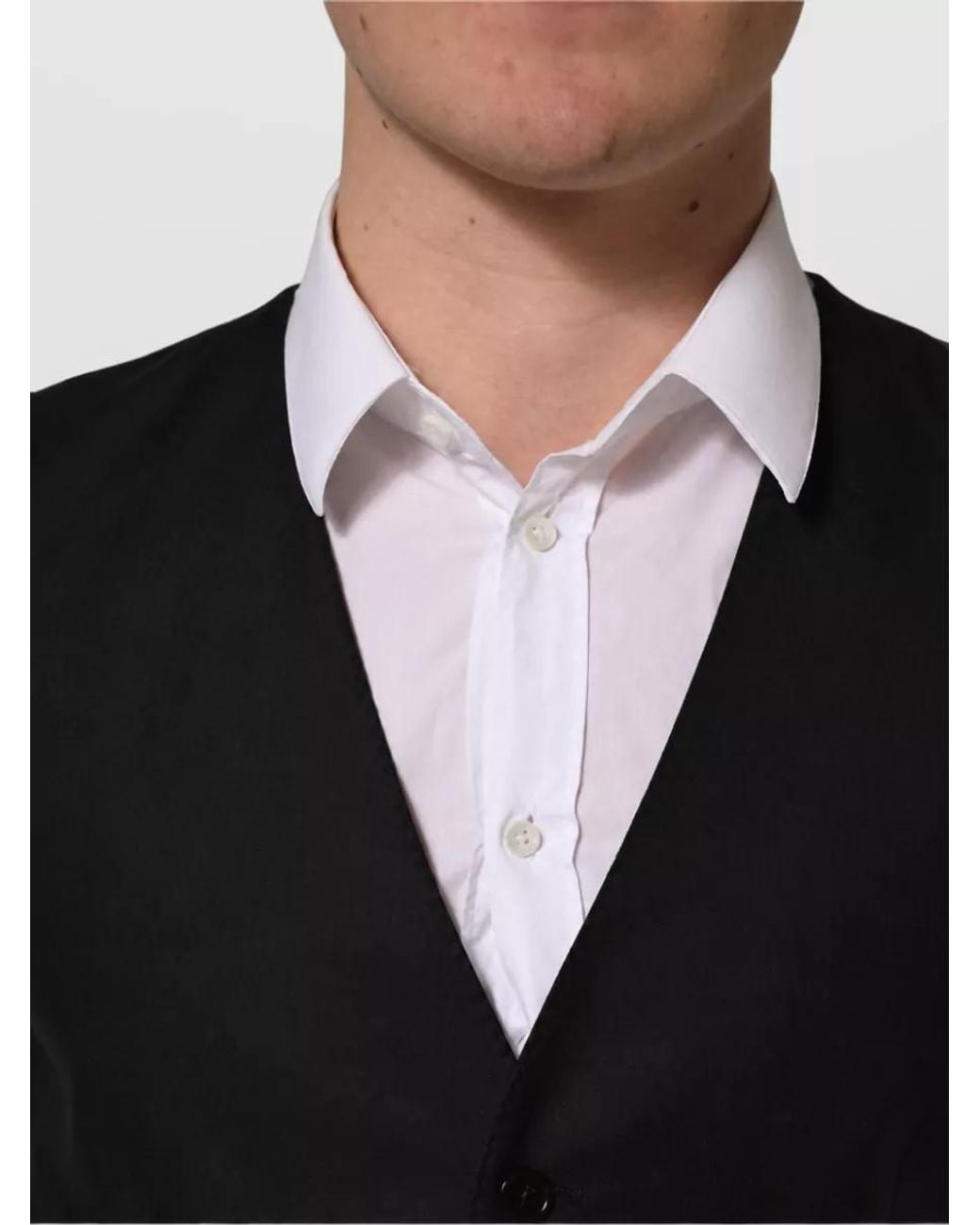 Dolce & Gabbana Black Wool Silk Single Breasted Waistcoat for men