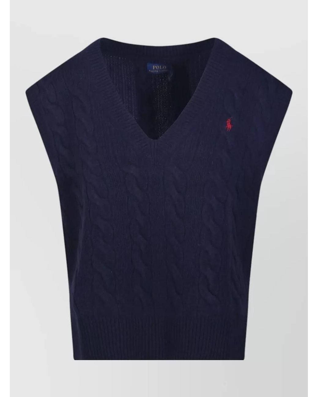 Ralph Lauren Blue Wool Cashmere Sleeveless Knitted Top