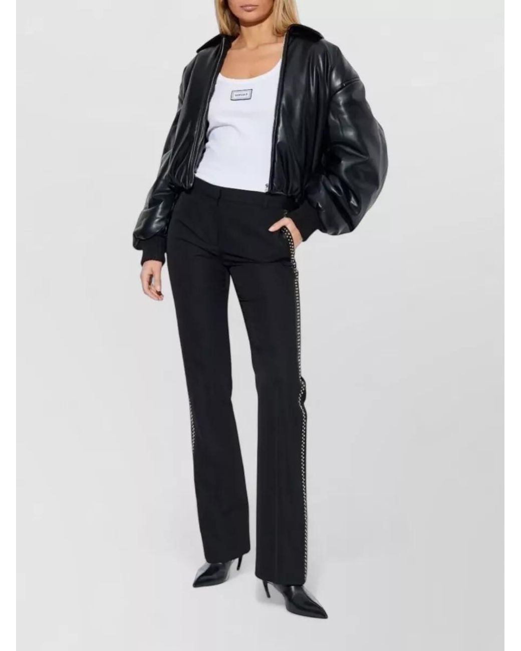 Versace Blue Wool Straight Trousers