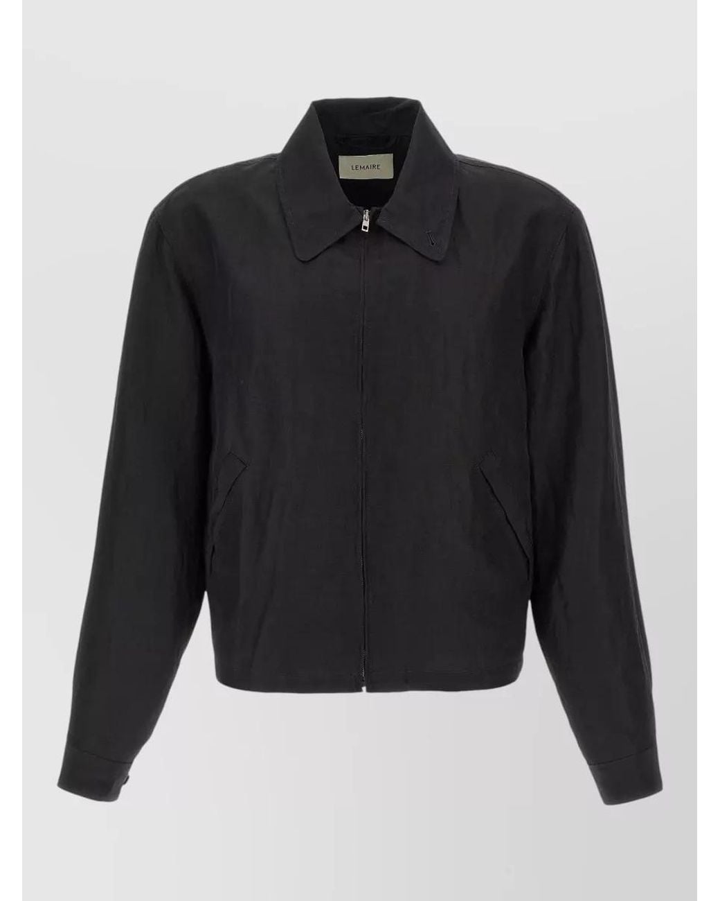 Lemaire Black Linen Blend Short Zip Jacket for men
