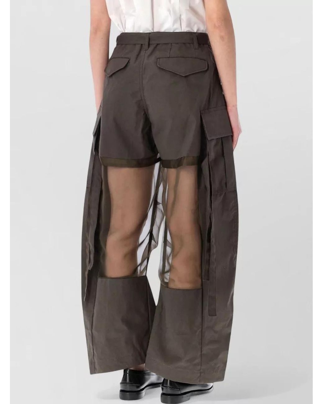 Sacai Multicolor Cotton Mid-Rise Wide-Leg Cargo Shorts