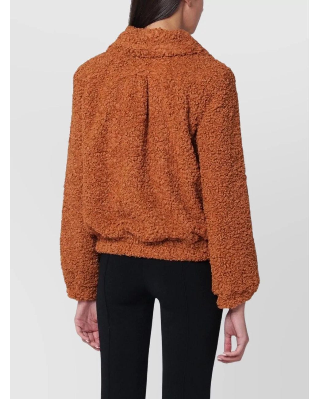 Patou Orange Faux Fur Bomber Jacket