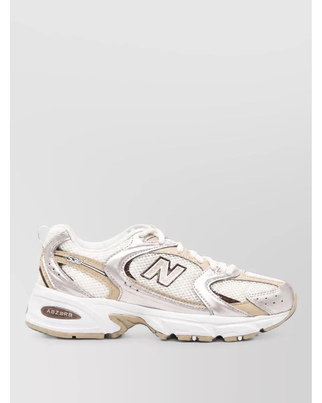 New Balance White Mesh Panel Low-Top Sneakers