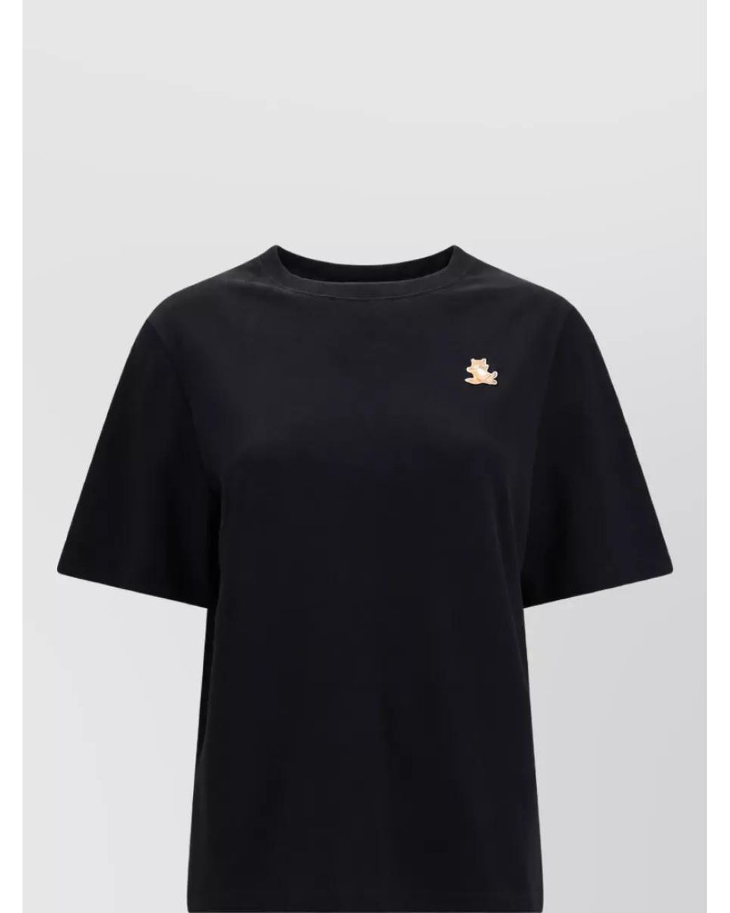 Maison Kitsuné Black Cotton Ribbed Crew Neck Short Sleeve T-Shirt