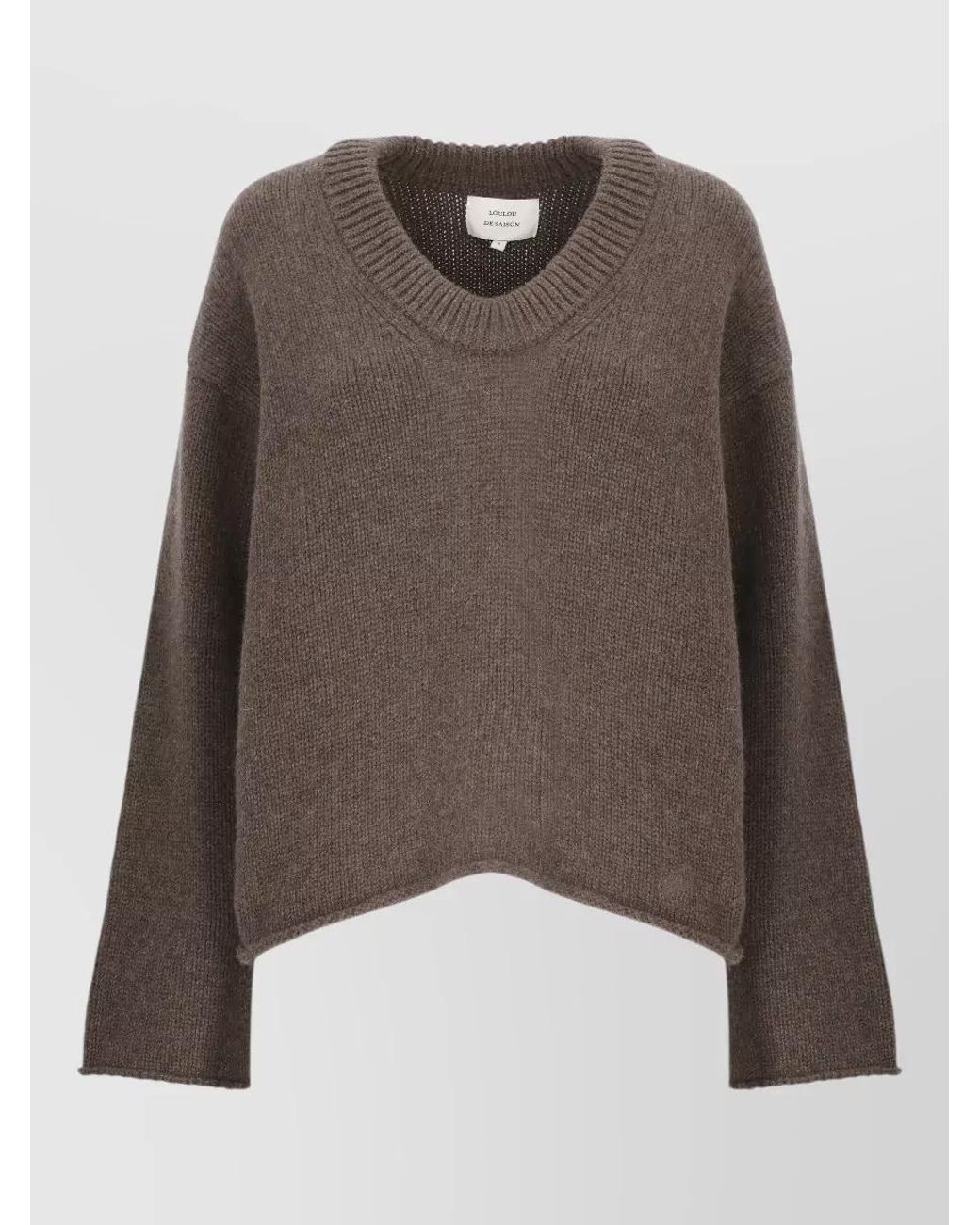 Loulou de Saison Brown Cashmere Ribbed Crewneck Sweater