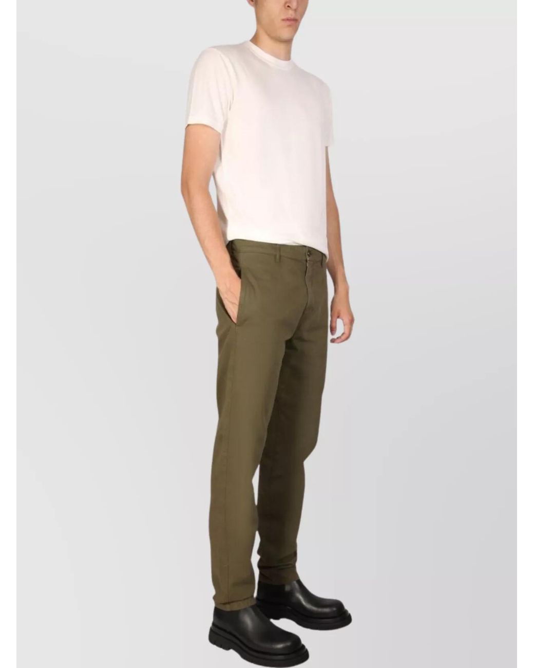 Aspesi Natural Cotton Tapered Chino Trousers for men