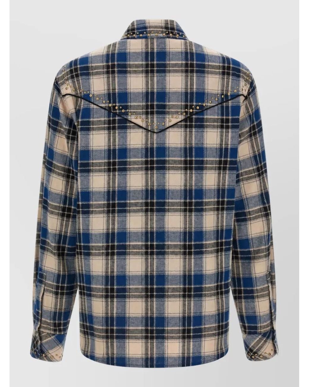 P.A.R.O.S.H. Blue Checked Studded Cotton Shirt