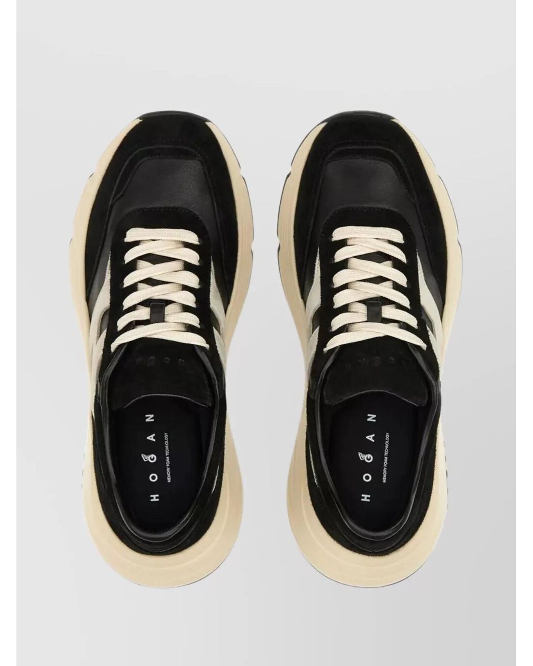 Hogan Natural Leather Panelled Lace-Up Low-Top Sneakers