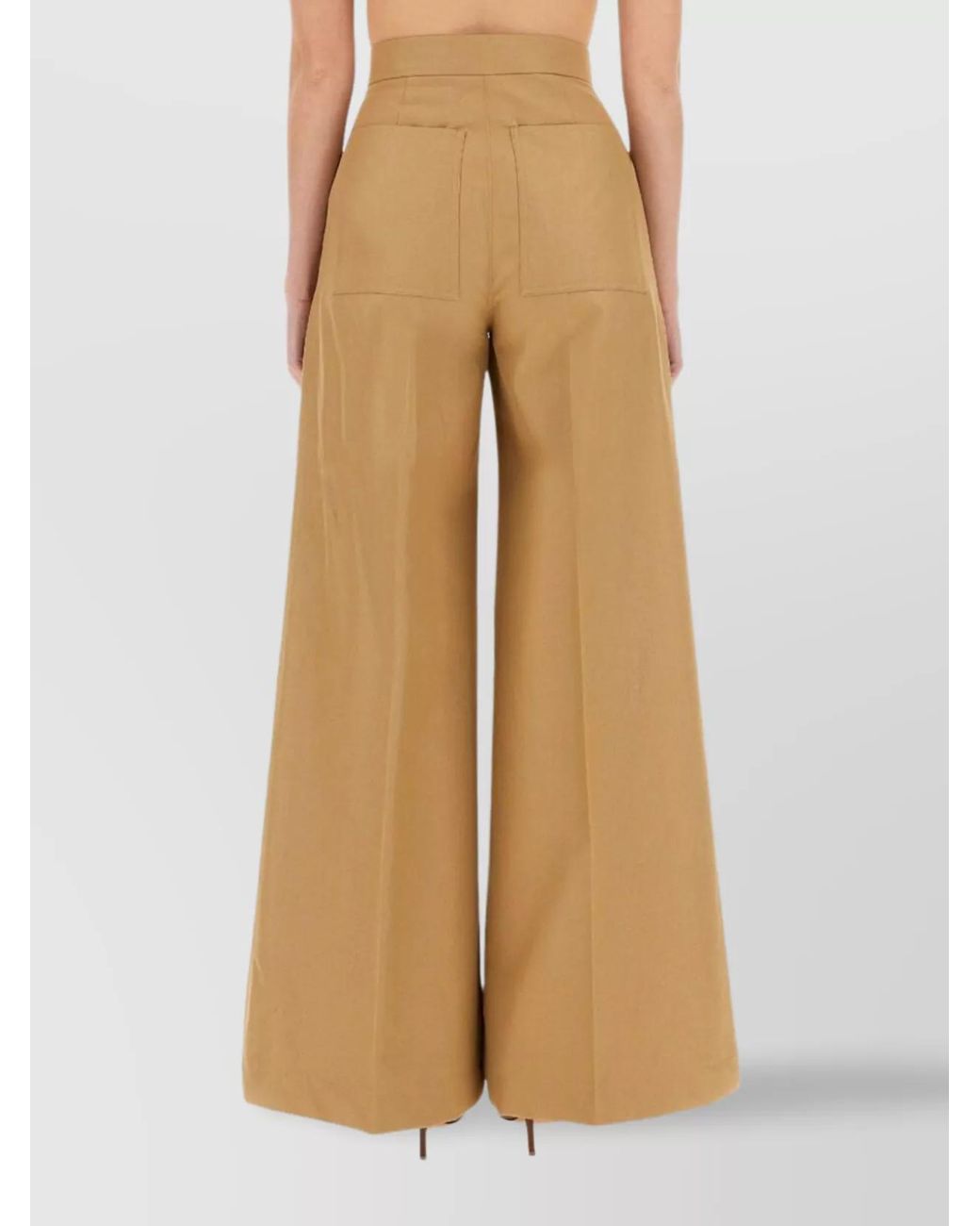 Max Mara Natural Cotton Wide-Leg Trousers