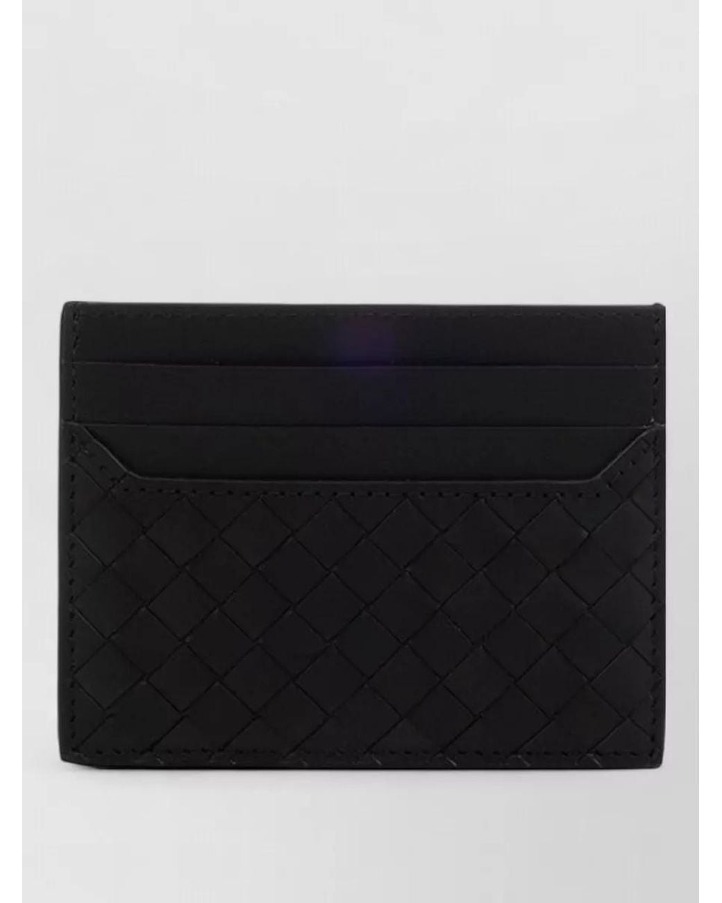 Bottega Veneta Black Leather Intrecciato Card Holder for men