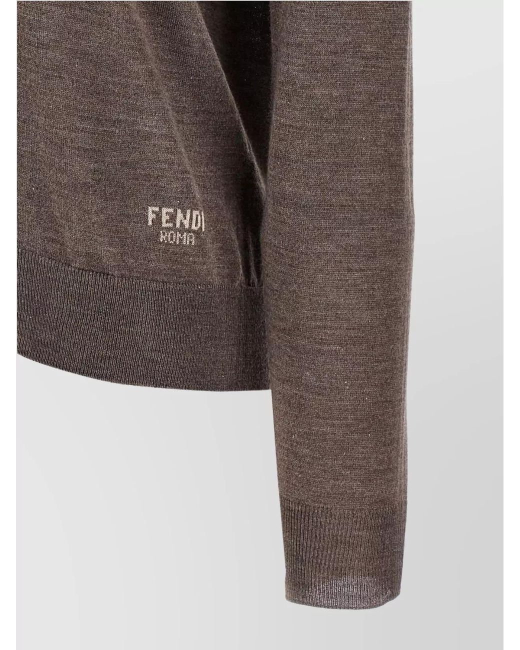 Fendi Brown Wool And Silk V-Neck Jumper