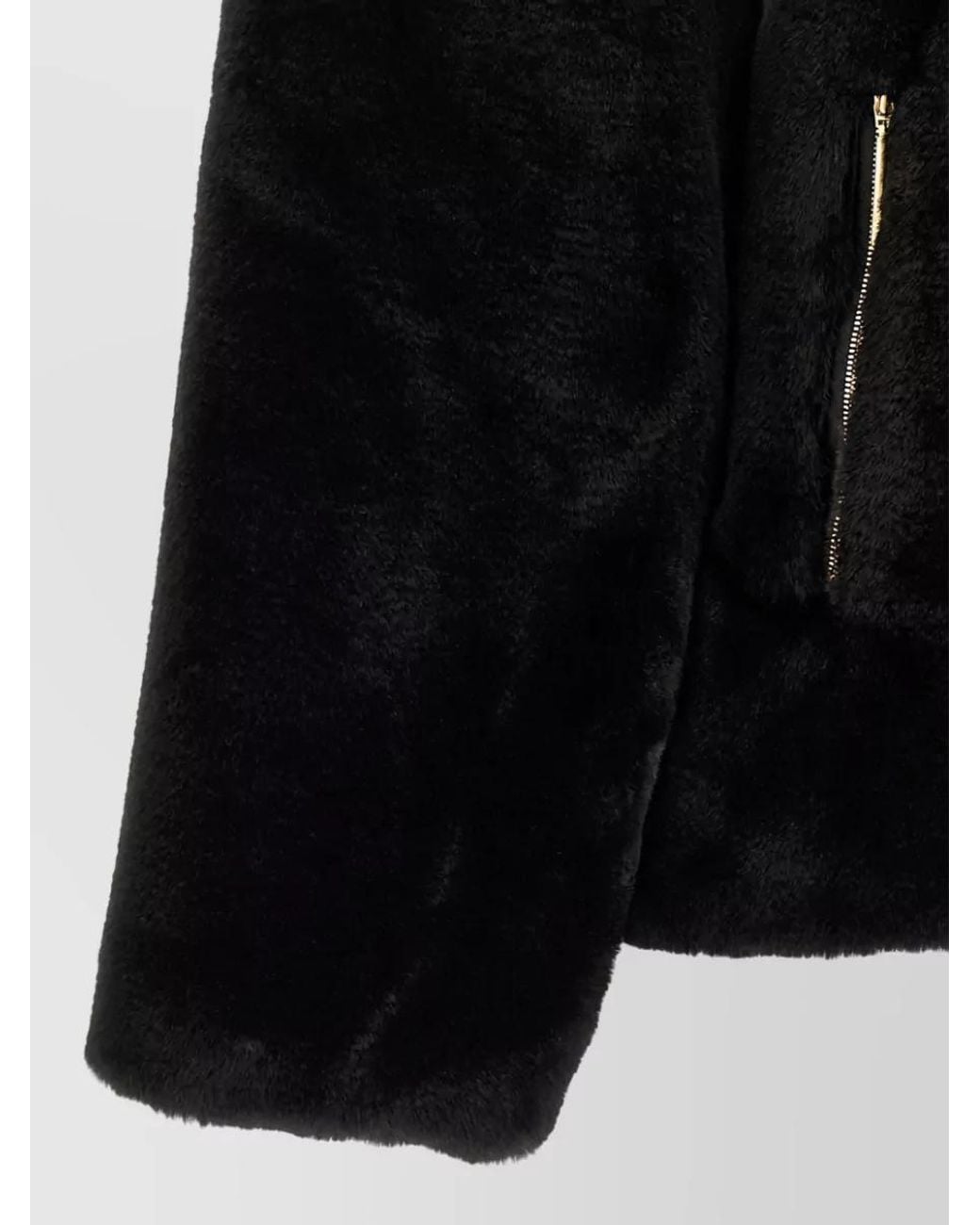 Tatras Black Faux Fur Oversized High Neck Coat