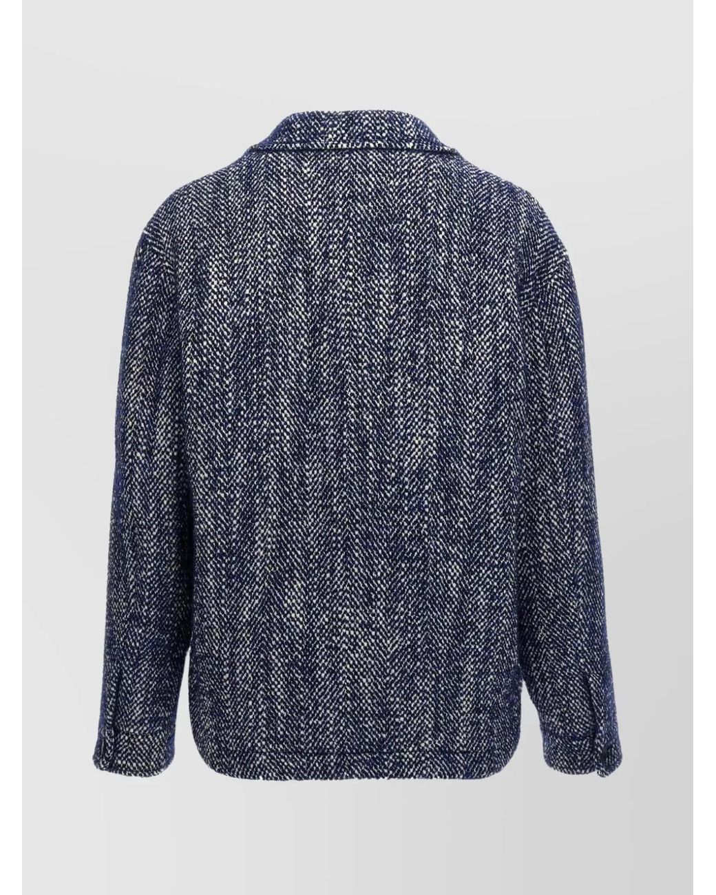 Etro Blue Chevron Wool Shirt Jacket for men