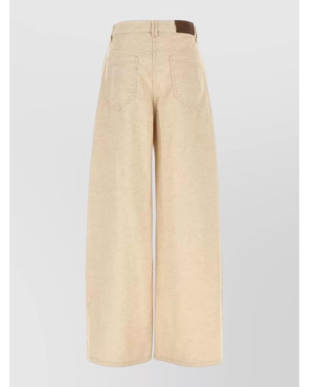 Brunello Cucinelli Natural Corduroy High-Rise Wide-Leg Trousers