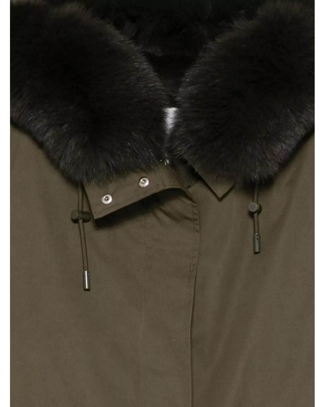 Yves Salomon Green Fur Hood Long Parka Coat