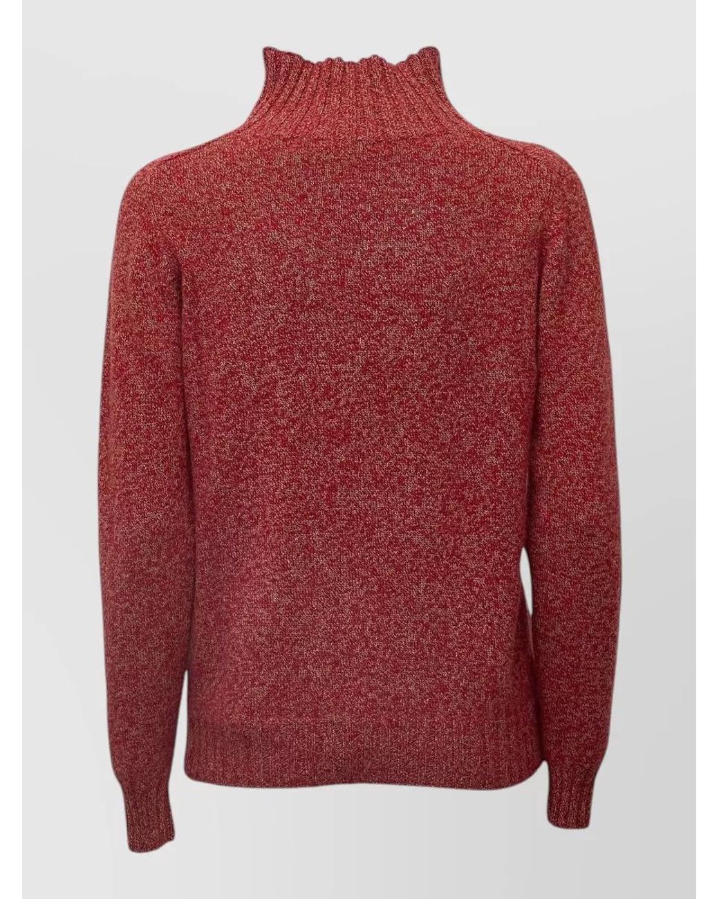 Zanone Red Wool Angora Ribbed Turtleneck Sweater