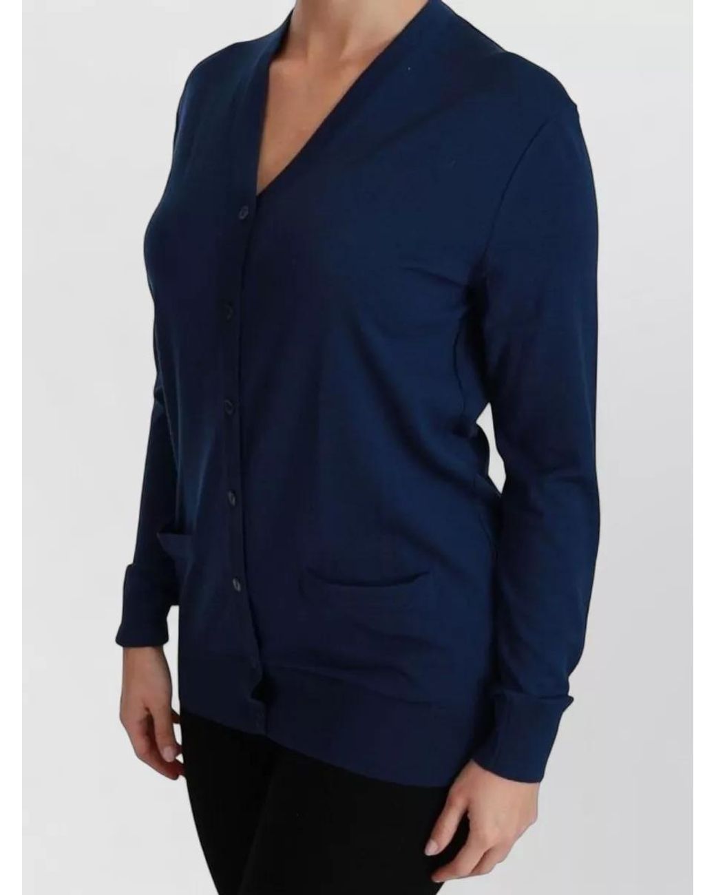 Dolce & Gabbana Blue Virgin Wool V-Neck Cardigan