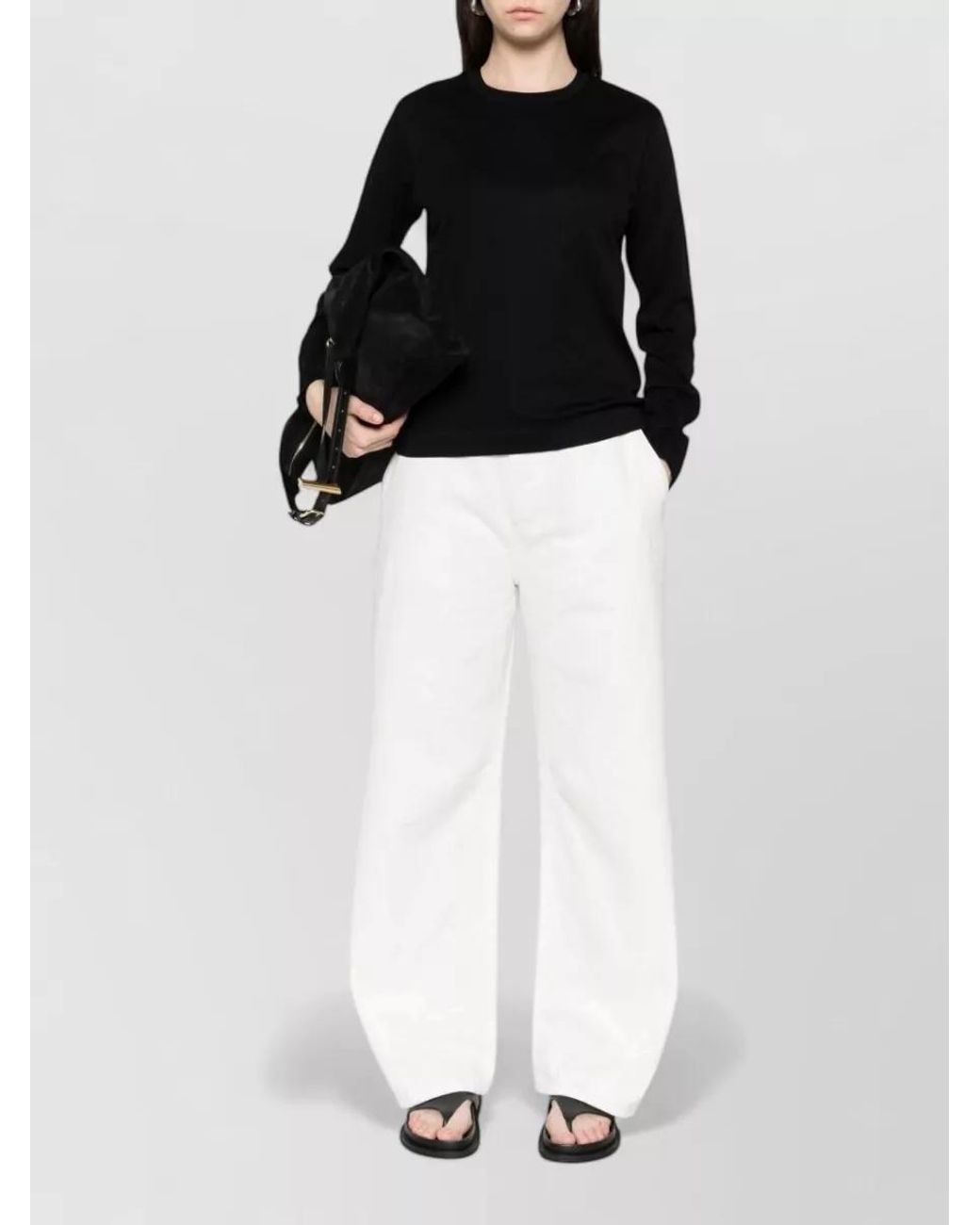 Herskind Black Organic Cotton Crewneck Long-Sleeve Knitted Top