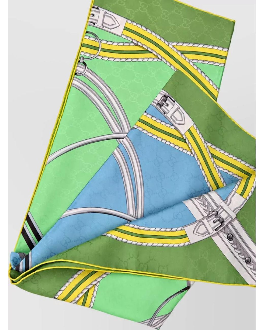 Gucci Green Silk Printed Scarf
