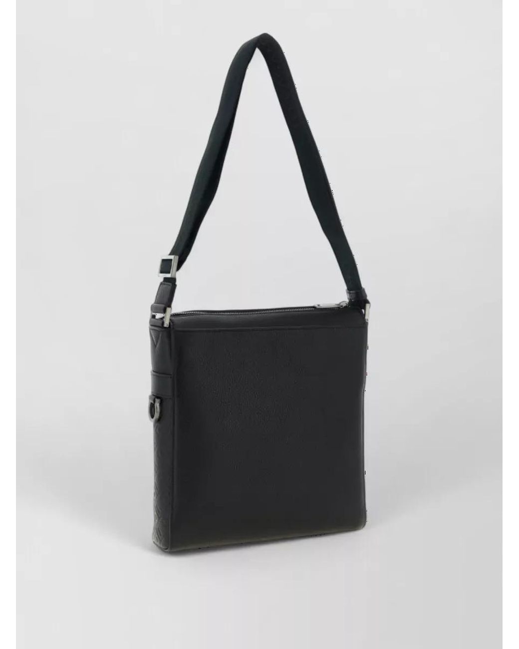 Ferragamo Black Leather Monogram Crossbody Bag for men