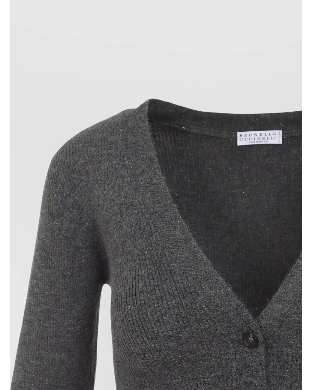 Brunello Cucinelli Blue Cashmere Lurex V-Neck Long-Sleeve Cardigan