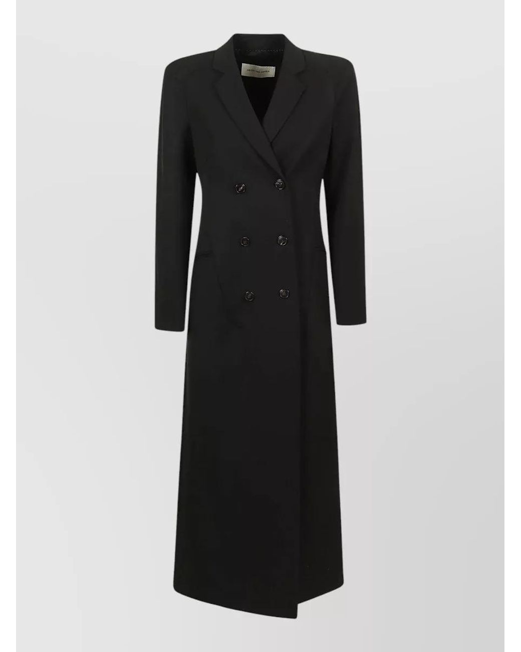 Dries Van Noten Black Wool Elongated Double-Breasted Coat
