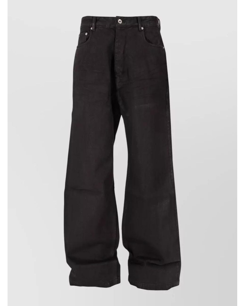 Rick Owens Black Cotton Wide-Leg Jeans for men