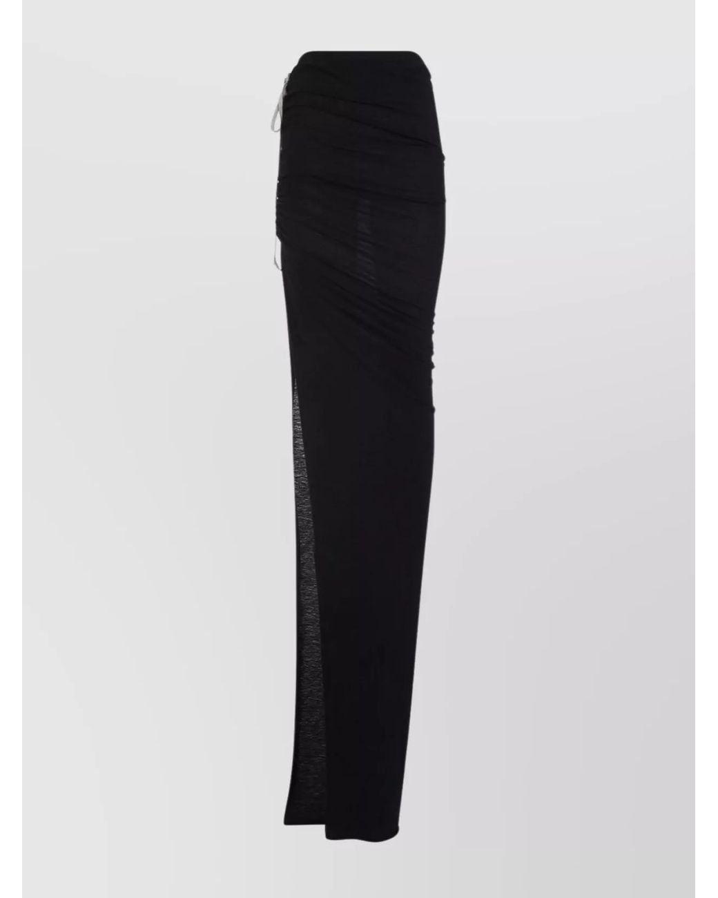 Rick Owens Black Wool Side-Slit Fitted Skirt