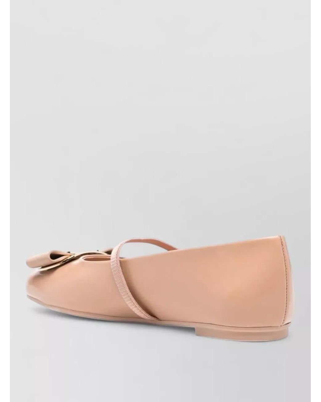 Ferragamo Pink Leather Gathered Ballerina Shoes