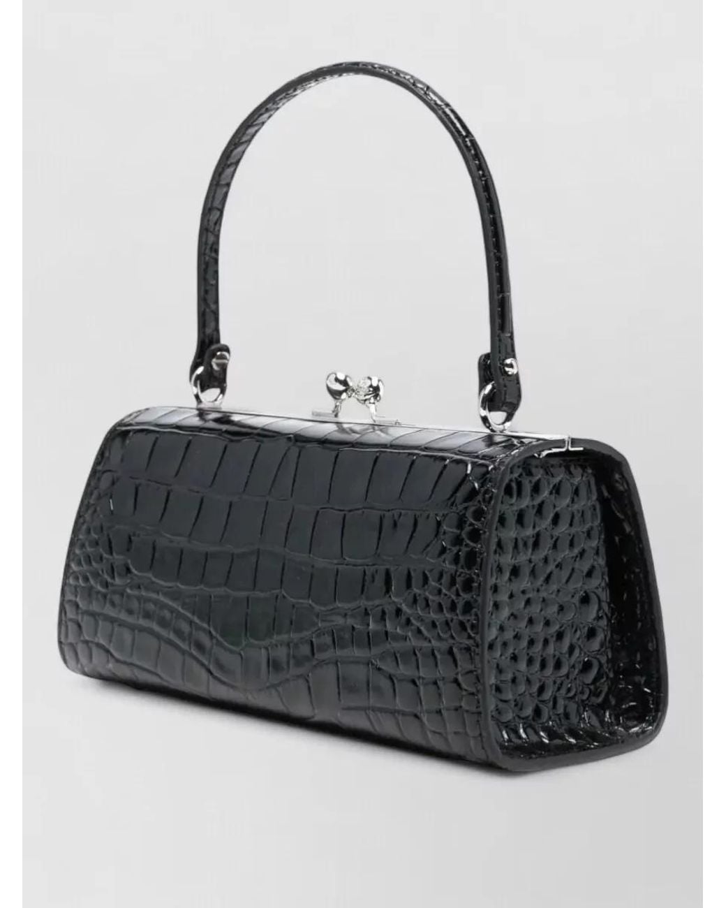 Vivienne Westwood Black Doll Extra Large Crocodile-Effect Leather Tote Bag