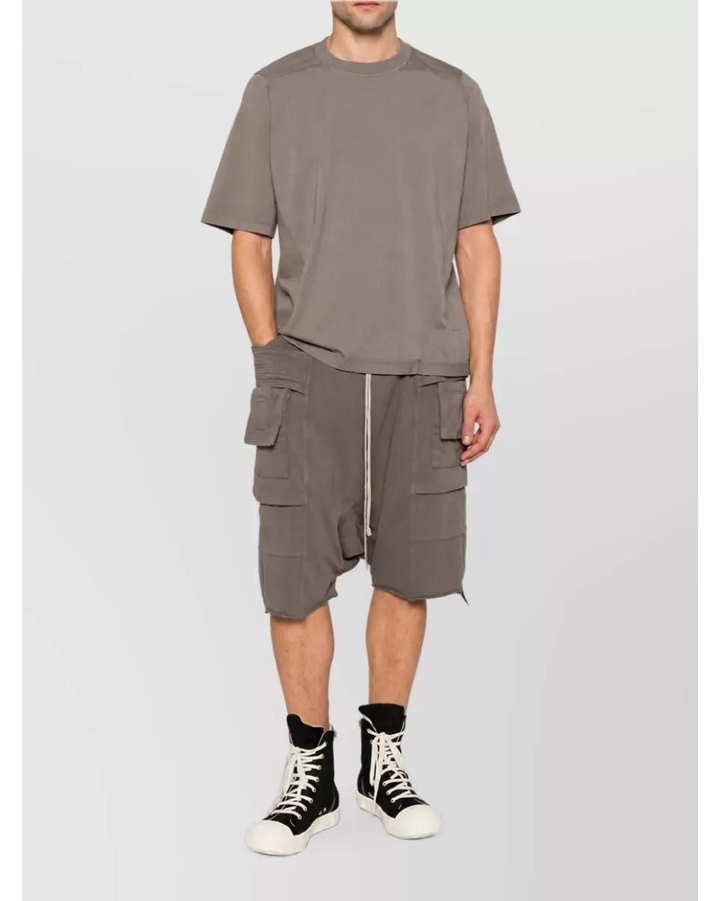 Rick Owens Gray Cotton Short-Sleeve T-Shirt for men