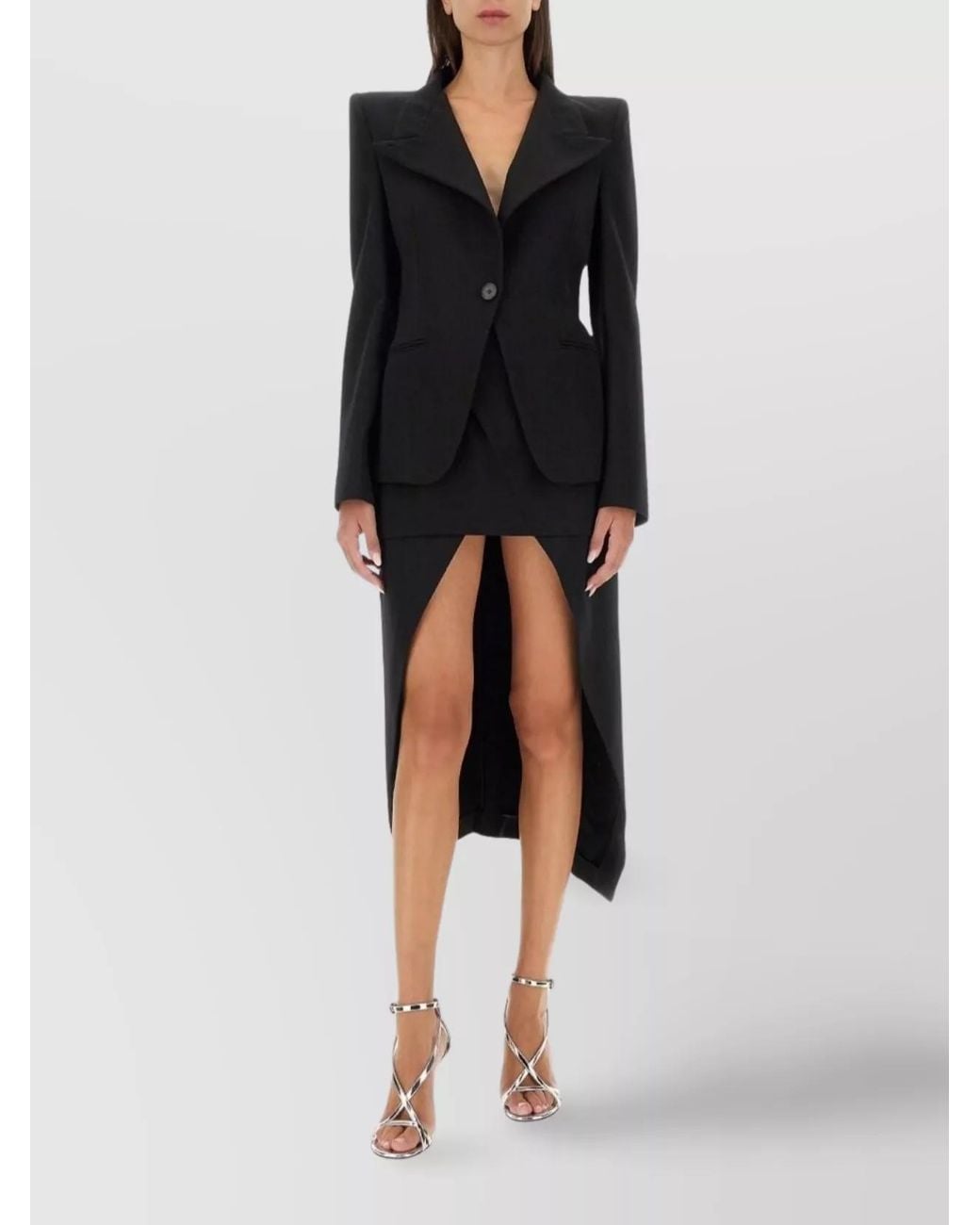 McQueen Black Wool Asymmetric Skirt
