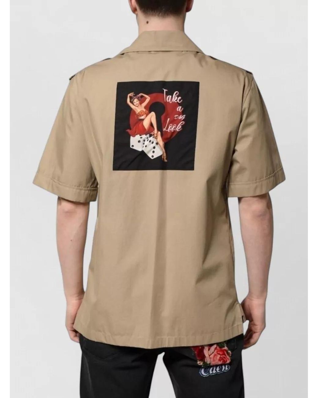 Dolce & Gabbana Natural Graphic Print Short-Sleeve Shirt for men