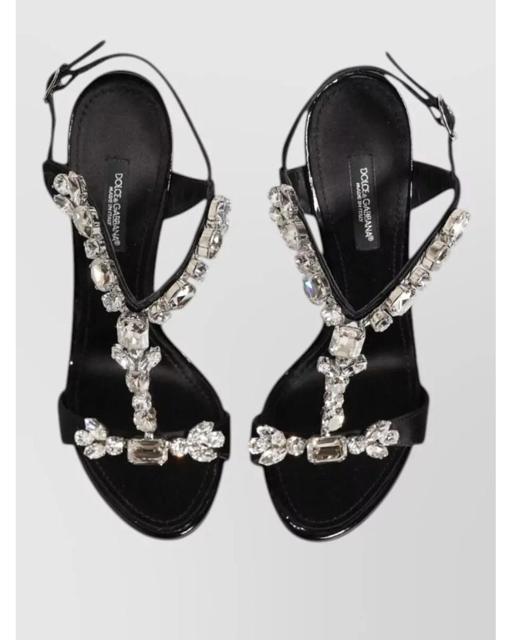 Dolce & Gabbana Black Crystal-Embellished High-Heel Sandals