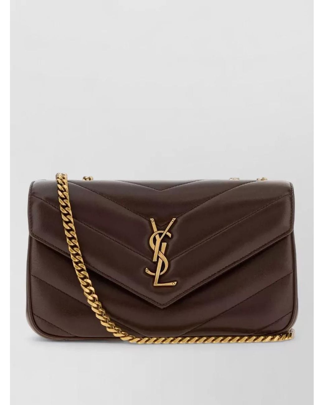 Saint Laurent Brown Loulou Small Leather Clutch Bag