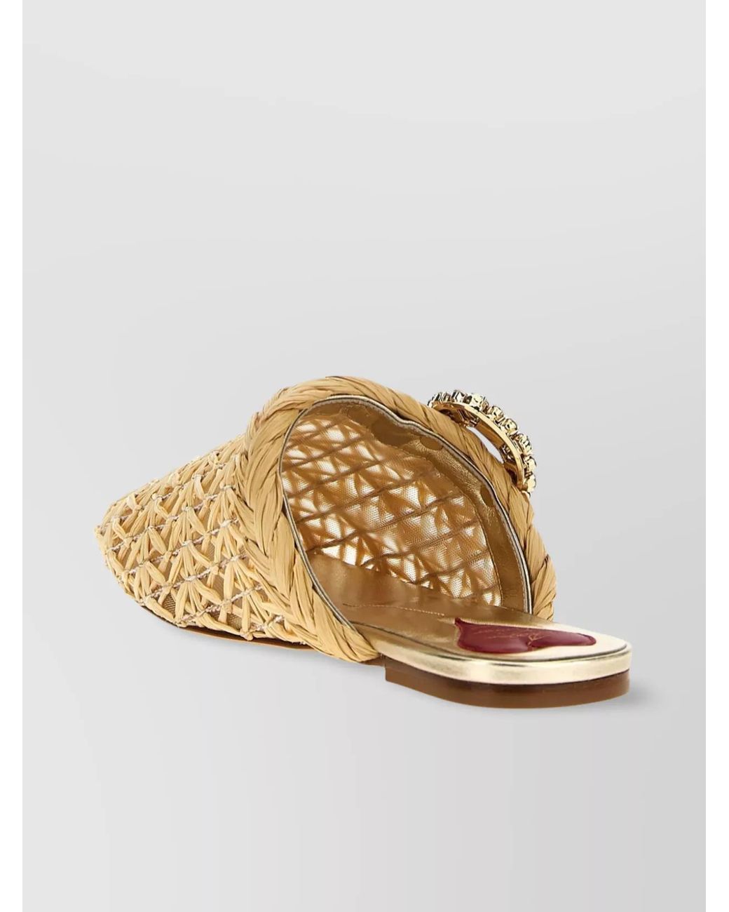 Roger Vivier Metallic Raffia Mules