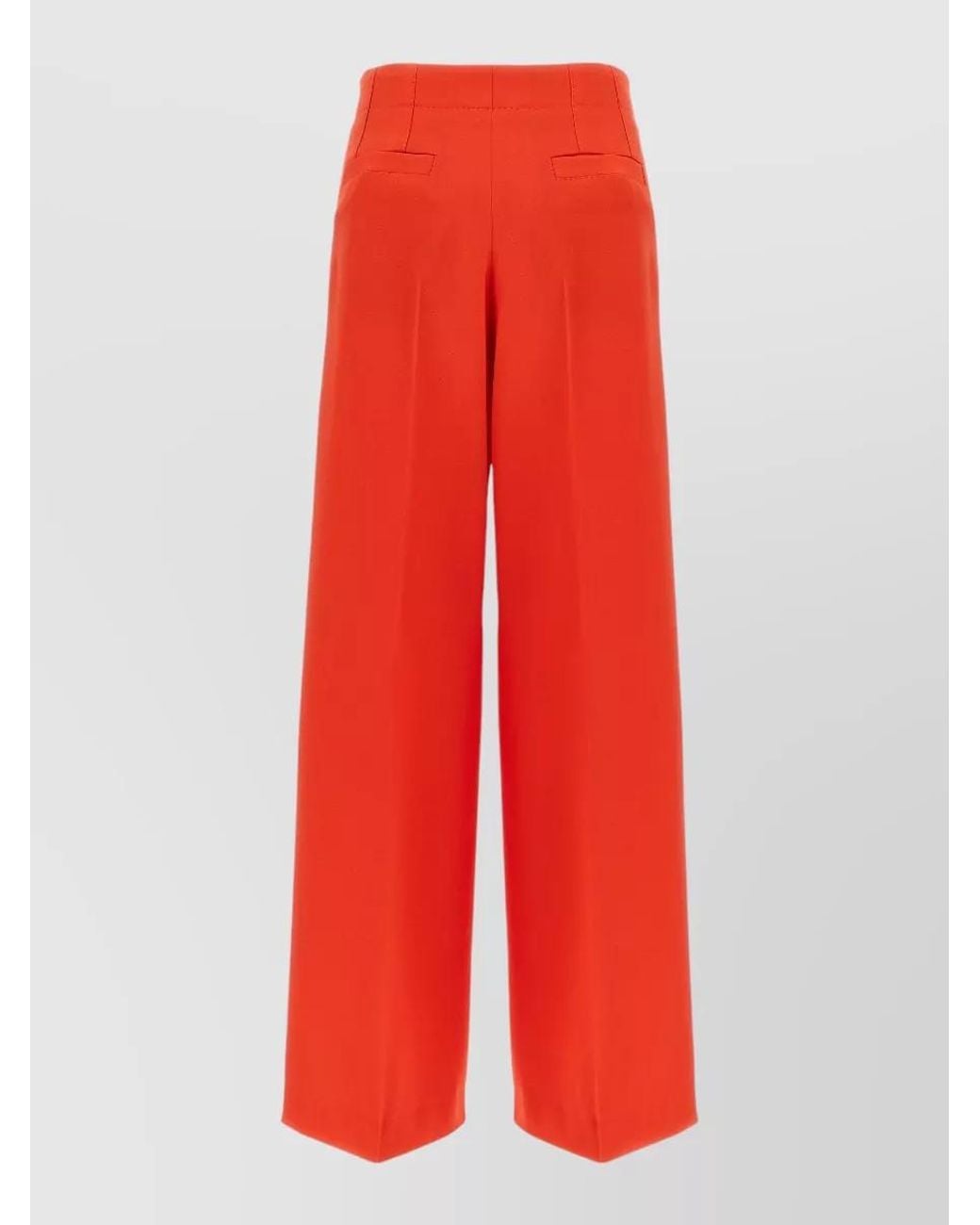 Brioni Red Silk Wool Wide-Leg Trousers