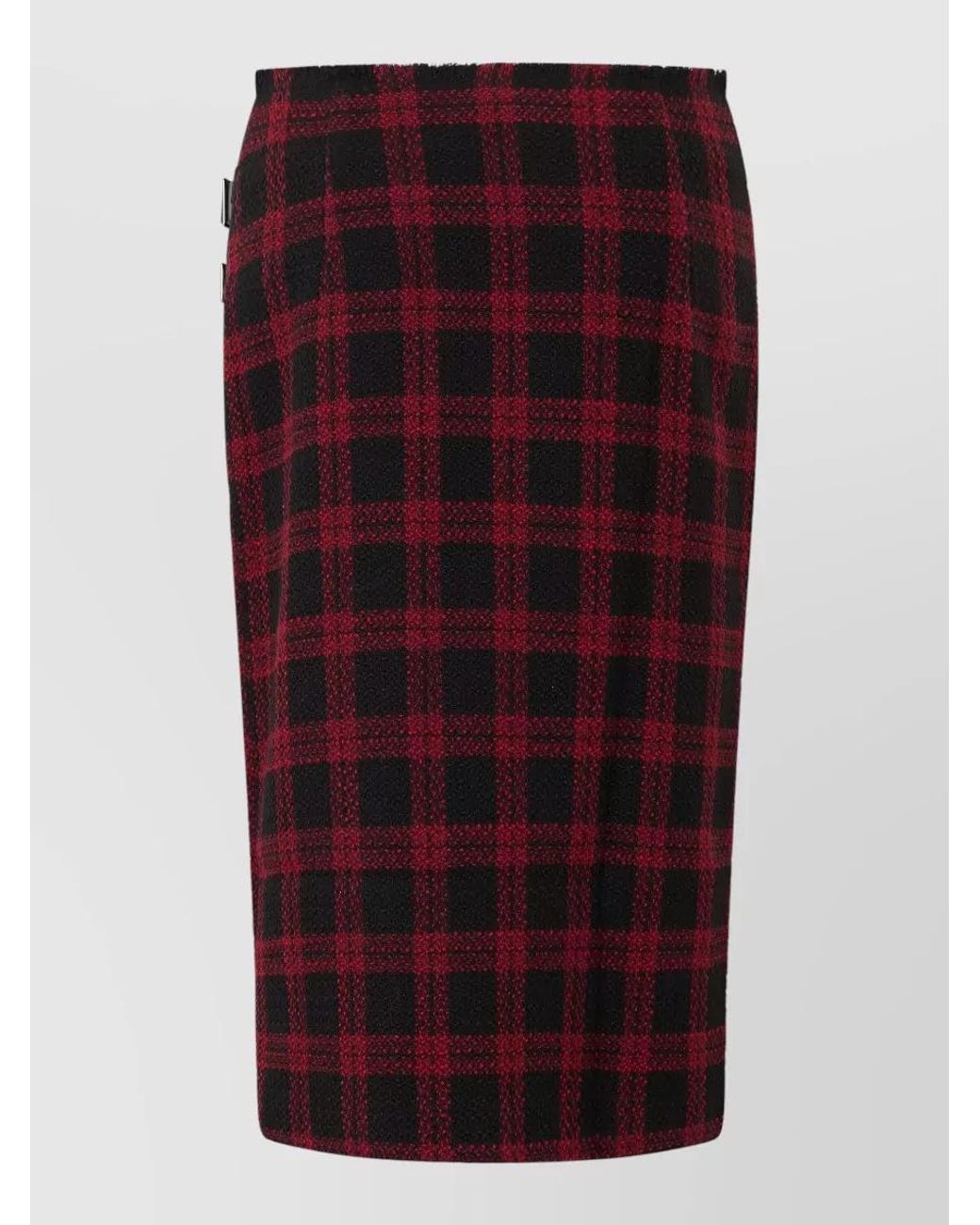 Pinko Red Checked Midi Pencil Skirt