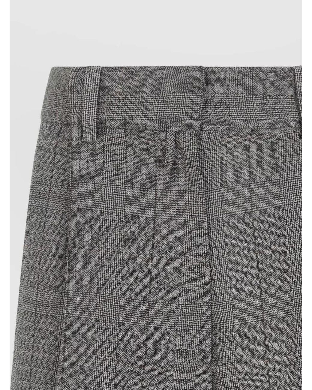 Dries Van Noten Gray Wool High-Rise Pleated Wide-Leg Trousers