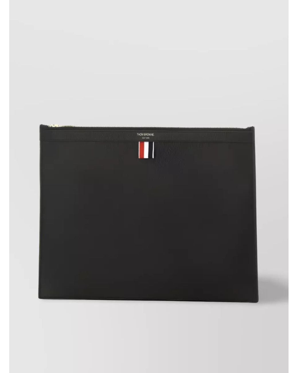 Thom Browne Black Leather Zip Clutch Bag