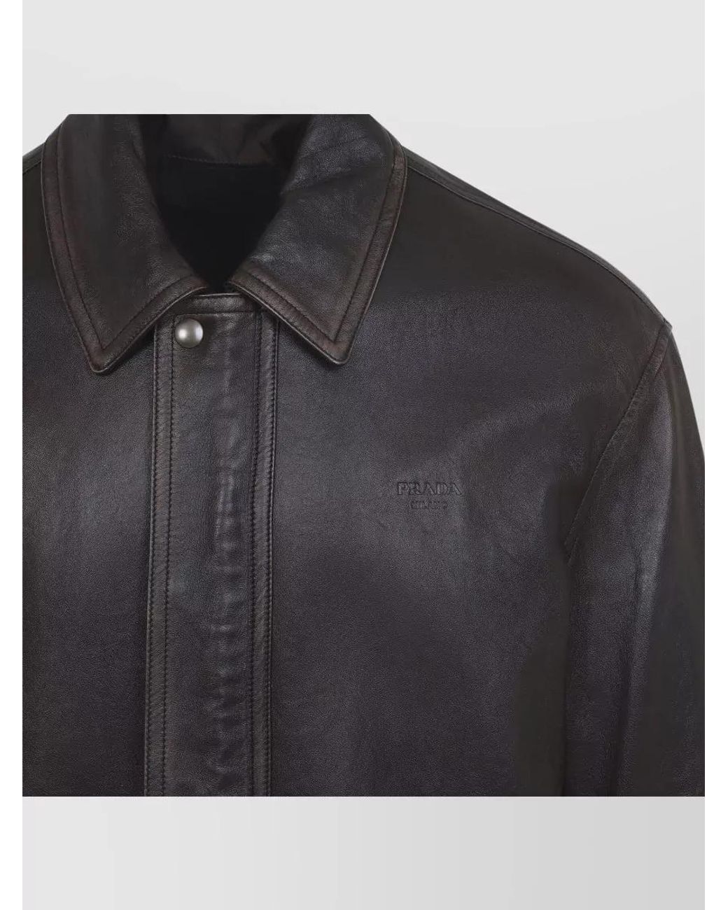 Prada Gray Lamb Leather Regular-Fit Bomber Jacket for men