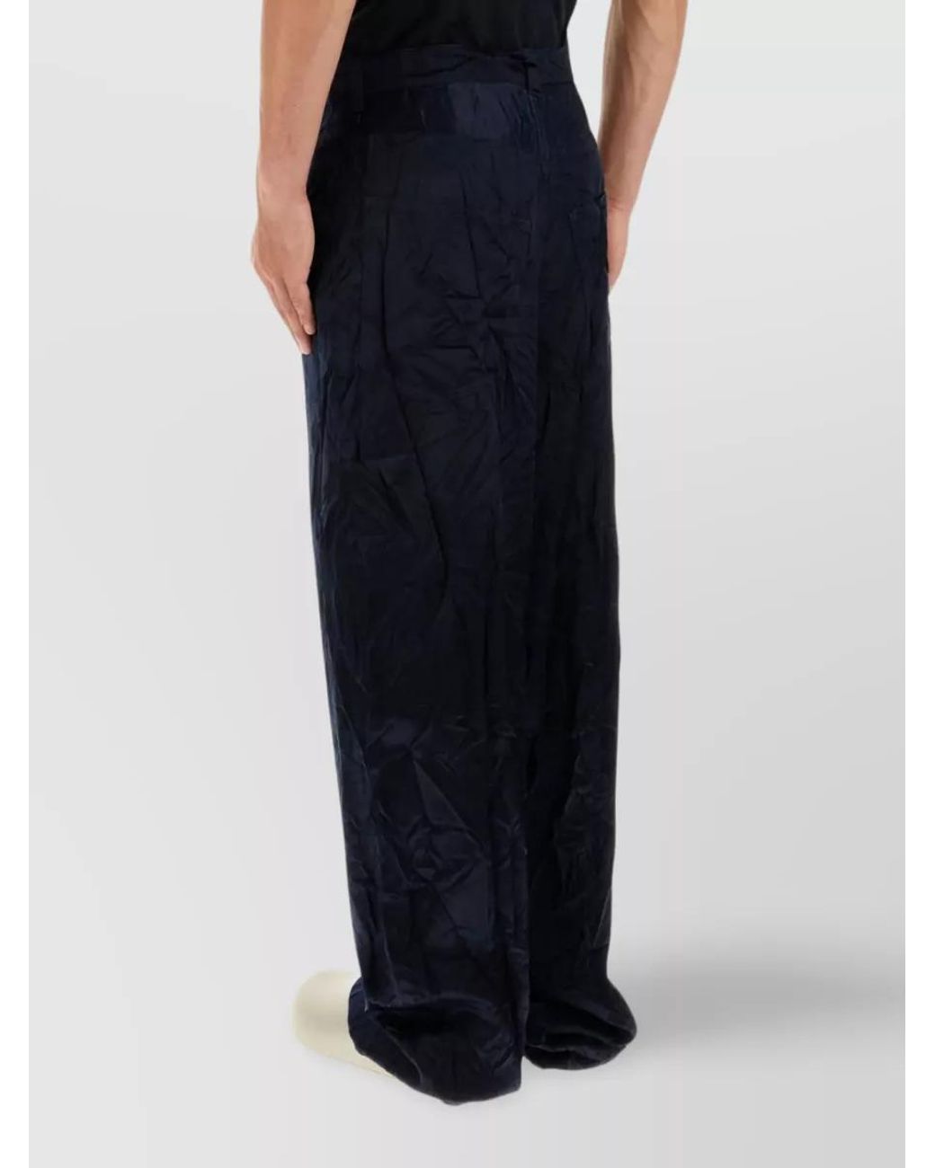 Balenciaga Blue Satin Flared Hem Wide-Leg Pant for men