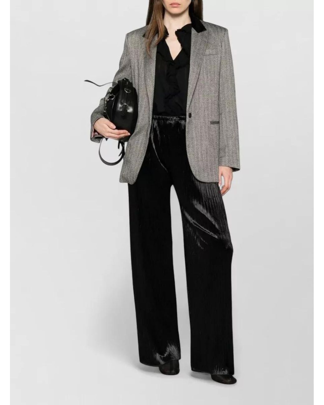 Forte_forte Gray Herringbone Single-Breasted Blazer
