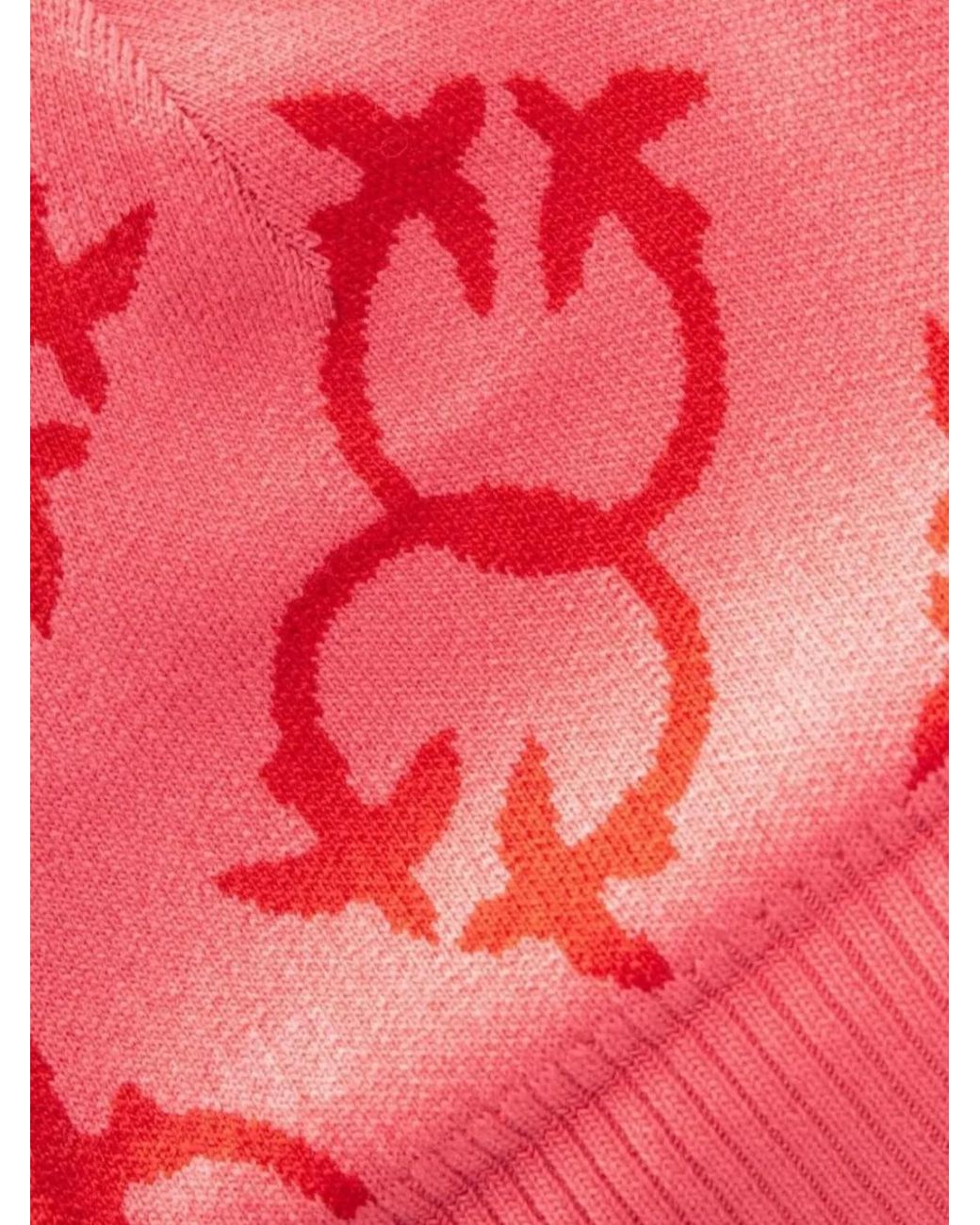 Pinko Pink Wool-Blend Logo-Jacquard Beanie