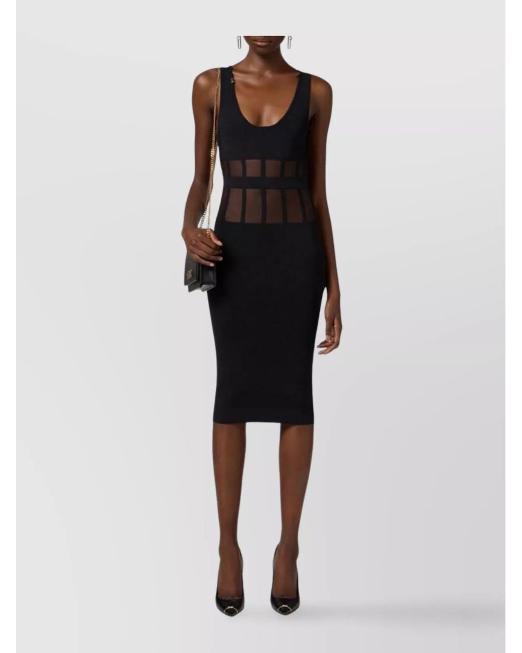 Elisabetta Franchi Black Midi Dress