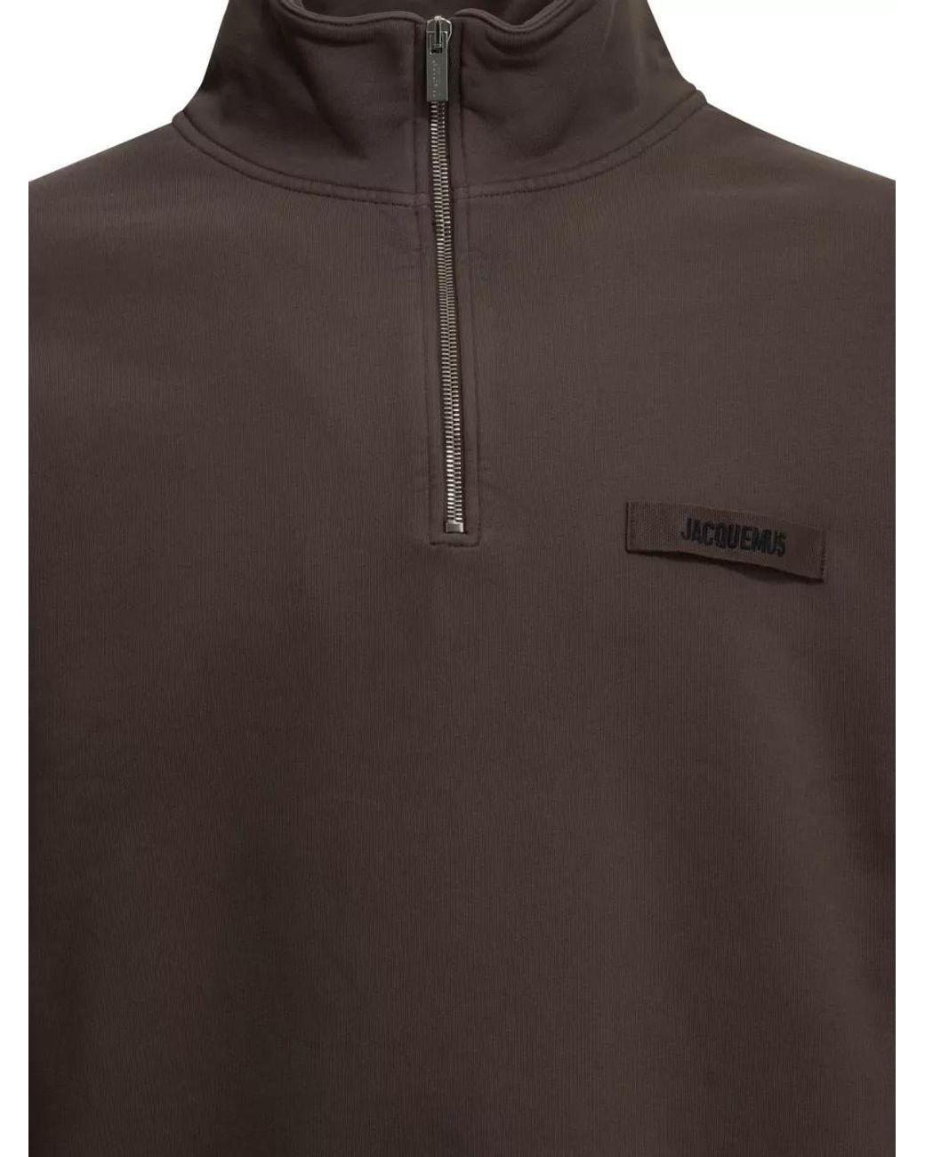 Jacquemus Gray Cotton Hooded Half Zip Sweatshirt for men