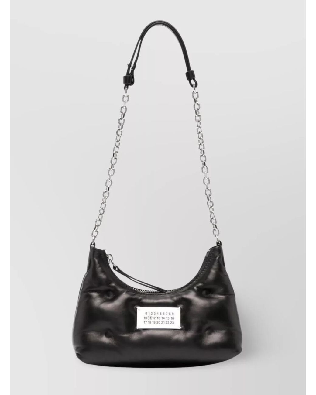 Maison Margiela White Glam Slam Micro Leather Quilted Hobo Shoulder Bag